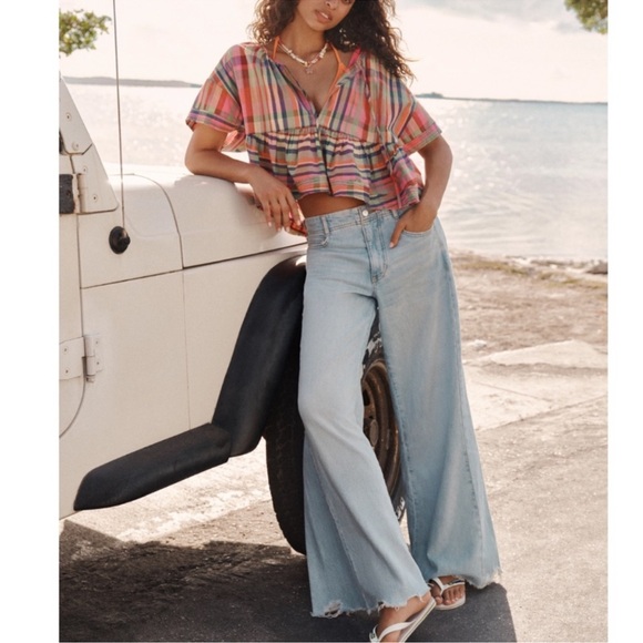 Anthro Pilcro Women’s The Adi Regenerative Mid Rise Frayed Relaxed Flare Jeans - Picture 14 of 14